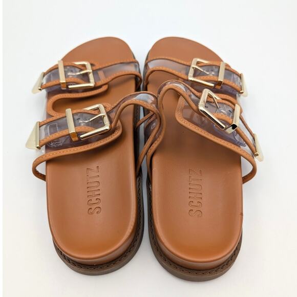 Schutz Naomi Slide Sandal Women's Adjustable Straps Brown Size US7.5B EU38 - Picture 4 of 12